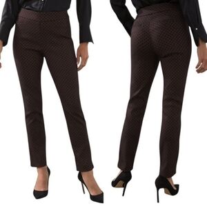 Zara Dress Pants Straight Tapered Leg Swiss Dot Brown Textured Trouser Med 30"W